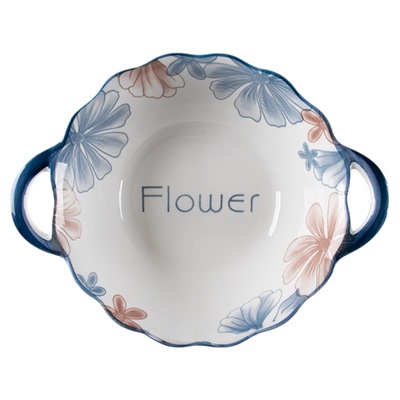 双耳大容量创意釉下彩10英寸家用