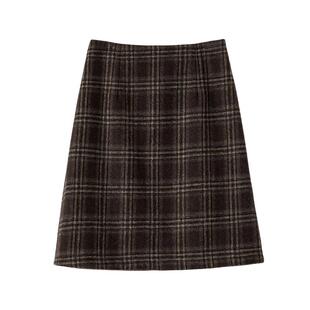 晚白2025年秋冬新款复古毛呢裙子小个子高腰格子含羊毛小A短裙女