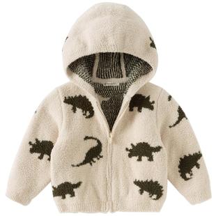 戴维贝拉儿童针织毛衣外套2026秋冬新女童男童雪尼尔连帽上衣A类