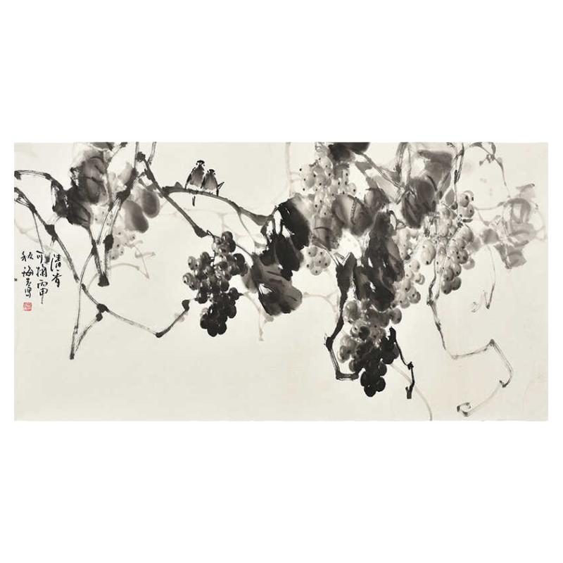 名家手绘花鸟画真迹水墨画葡萄