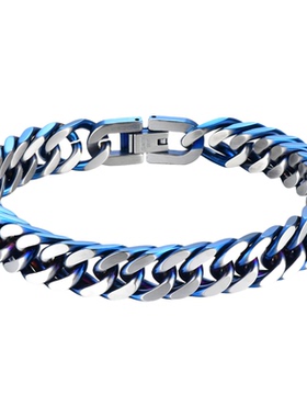 蓝色个性古巴链潮流时尚嘻哈配饰