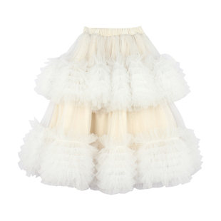 大耳象女童亮粉网纱半裙冬季新款宝儿公主甜美半身加厚气质长裙子