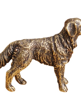 黄铜做旧旺财牧羊犬微雕摆件