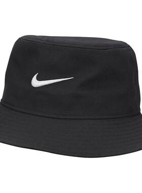 Nike耐克男女帽子渔夫帽夏季梭织运动帽刺绣小勾遮阳帽FB5382-010