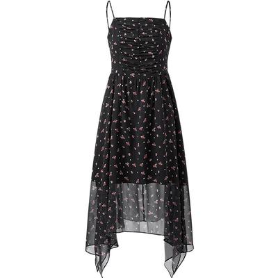 乐町夏季新款绝美气质印花吊带连衣裙C1FAE2236