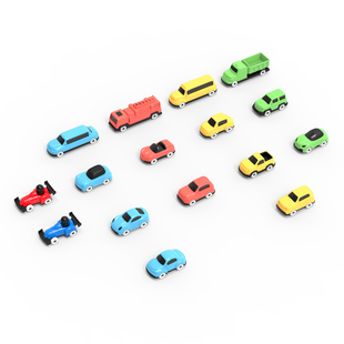 神机喵喵汽车华容道配件白色轮小车16辆玩具车轮子可滑动仿真模型