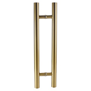 玻璃门拉手不锈钢方管无指纹玫瑰黑钛金色无框大木门把手圆管扶手