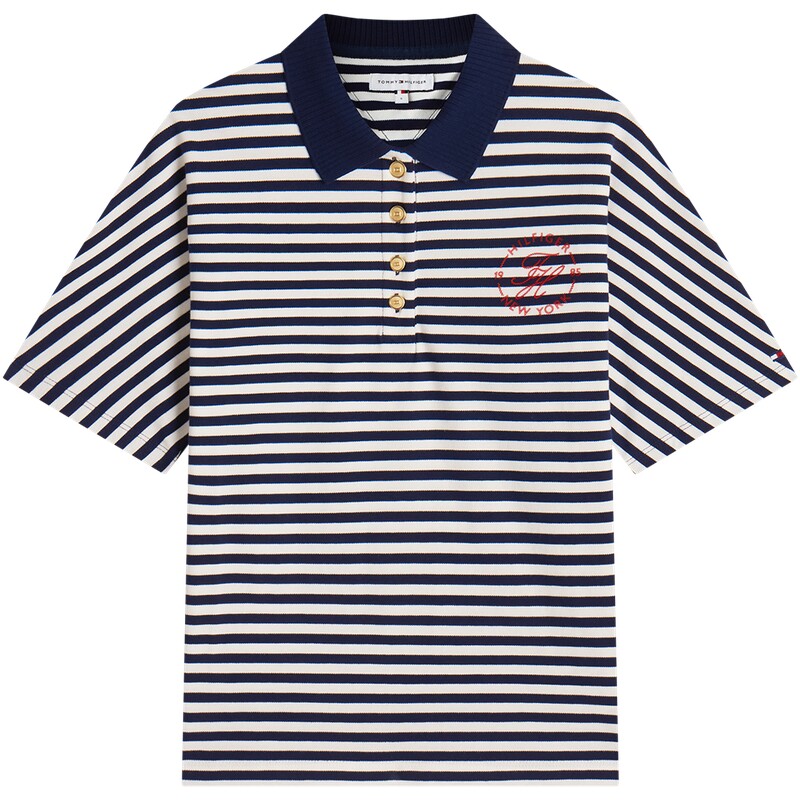 Tommy女装珠地网眼针织翻领POLO