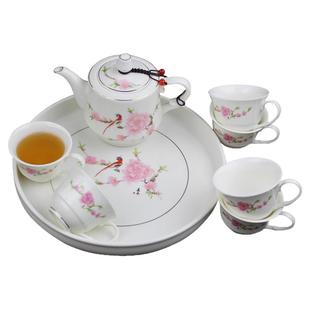 陶瓷有耳杯功夫茶具套装家用简约茶壶过滤网带把防烫茶杯干泡茶盘