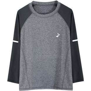 胖男童速干长袖T恤春秋薄款中大童男装秋装儿童运动打底衫训练服