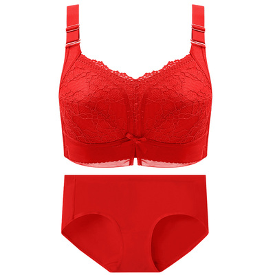 月色红色内衣女本命年套装文胸罩