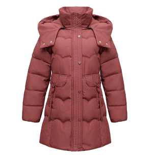 2025冬羽绒棉服女中长款修身时尚保暖外套帽子可拆卸洋气妈妈棉衣