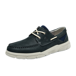 MELLEN名郎男士新款真皮软底轻便平底鞋舒适柔软帆船鞋百搭休闲鞋