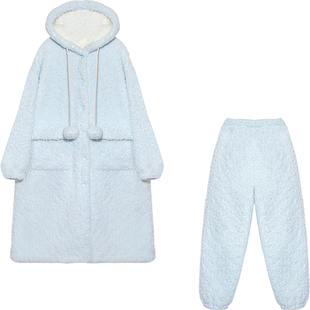 Bananagirl睡衣女款2025新款加厚冬连帽保暖高级感家居服可外穿冬