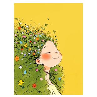 自由风花束少女diy数字油画治愈系手绘填充涂色客餐厅摆件装饰画
