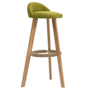 实木吧台椅子靠背吧台凳现代简约前台酒吧椅家用北欧复古高脚凳子