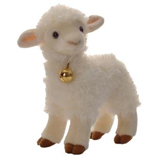 乐比优 仿真小绵羊公仔毛绒玩具铃铛小羊羔羊驼玩偶生日礼物白羊
