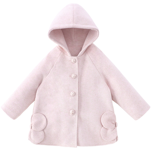 米米哈罗女童毛呢外套冬装2025新款儿童中长款拜年服夹棉呢子大衣