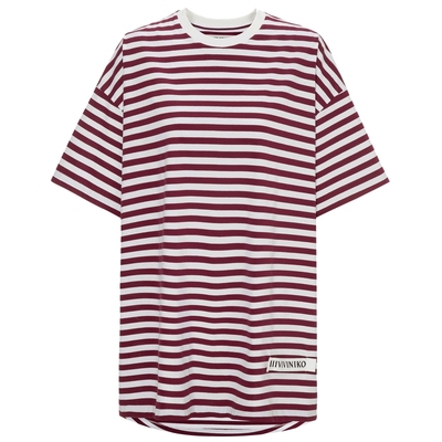 IIIVIVINIKO2025夏新款休闲Oversize条纹T恤女M520582357D