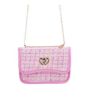 【Barbie芭比官方正品】小香风编织斜挎包单肩链条包粉色女款包包