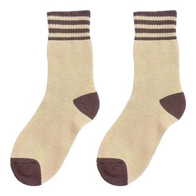 袜子女冬季加绒加厚毛巾袜条纹美拉德保暖冬天长袜秋冬款中筒袜子