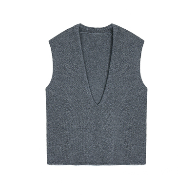 Maven Lin 奢柔之享 100%羊毛V领针织马甲女气质叠穿无袖背心上衣