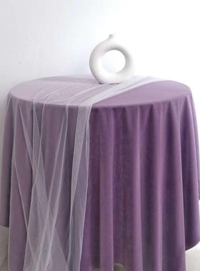 紫色系甜品台桌布背景装饰拍摄道具布轻奢丝绒轻奢感