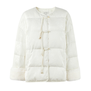 秋水伊人新中式兔毛轻薄羽绒服2026年春季新款女装保暖国风短外套