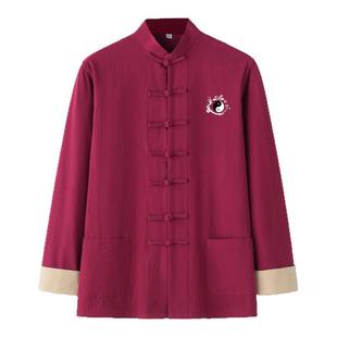 棉麻唐装休闲新中式中山服盘扣舒适中式男装中国风功夫衫太极服