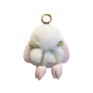 可爱真獭兔毛小兔子钥匙扣挂件迷你毛绒公仔装死兔书包包挂饰礼物