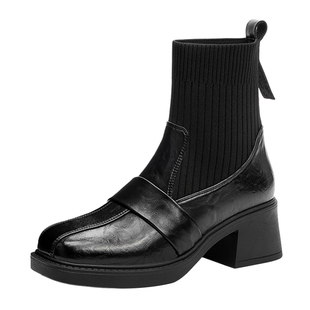 红蜻蜓巨好看气质小短靴女款2026新款冬厚底洋气真皮鞋精致袜靴子