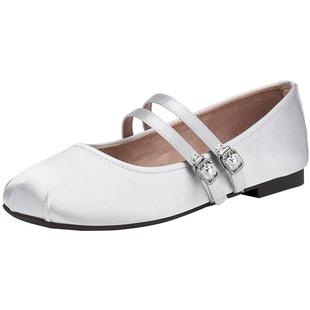 热风平底单鞋女款2025年夏季新款一字带浅口女鞋配裙子休闲鞋子