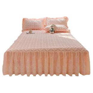 高级感夹棉床笠罩带裙边二合一蕾丝床裙床罩三件套防滑四季保护套