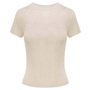 EP雅莹高端系列 醋酸烫钻修身圆领短袖针织衫 商场同款 9901A