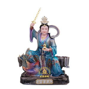 座山九天玄女神像汉白玉供奉摆件