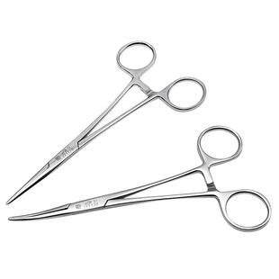 上海金钟医用止血钳不锈钢蚊式钳直全弯钳血管钳手术器械弯头钳子