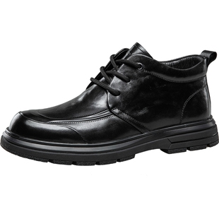 康奈男鞋2025冬季新款商务休闲皮鞋男百搭加绒高帮男士英伦风短靴