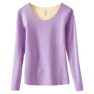 无痕腈纶发热保暖内衣女无印染彩棉蚕丝加绒加厚打底上衣衫秋冬季