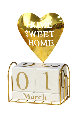 北欧木质万年历金属摆件拍照道具