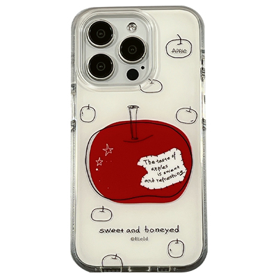 简约ins卡通红苹果带挂件手机壳