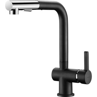 欧琳黑色石英石厨房水槽龙头 厨房黑色水龙头菜盆龙头可旋转