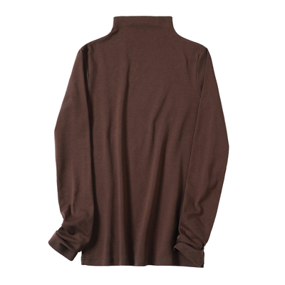 秋季上衣女新款内搭雾霭蓝修身半高领洋气纯棉长袖t恤女打底衫潮