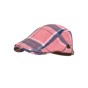 多巴胺反戴前进帽子女春夏甜酷复古格纹薄款白昼小熊同款报童帽潮