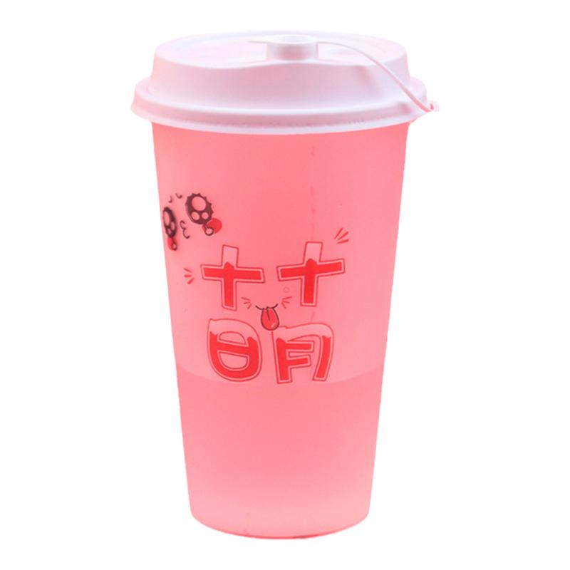 加厚卡通磨砂注塑杯一次性可爱动物塑料奶茶杯防漏防烫耐热封口杯