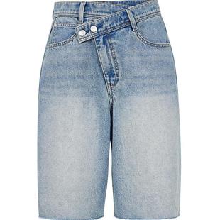 ONLY2025夏季新款百慕大短裤错位腰头设计高腰五分裤牛仔裤女