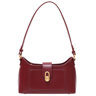 红色复古法棍包2026春夏新款包包小众高级感腋下包单肩斜挎包