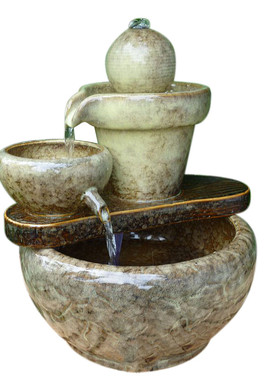 中式风陶瓷喷泉家居招财流水器