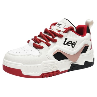 Lee春季男鞋2026新款透气真皮板鞋男士厚底增高休闲鞋潮流面包鞋