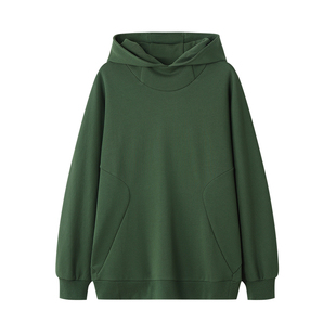 2025新款重磅高领连帽卫衣男士纯棉修身运动美式秋冬季带帽衫外套