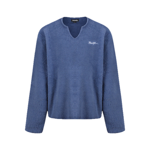 Remedy 潮牌宽松V领毛衣男女秋季美式休闲慵懒风情侣针织衫外套